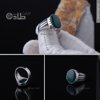 خاتم مزخرف عقيق مميز فضة 925 | طاد