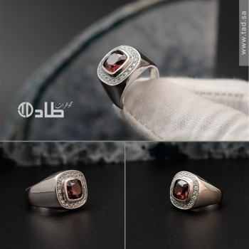 خاتم فضة 925 بزركون لامع – خاتم رجالي فاخر | طاد خاتم فضة 925 بزركون لامع – خاتم رجالي فاخر | طاد