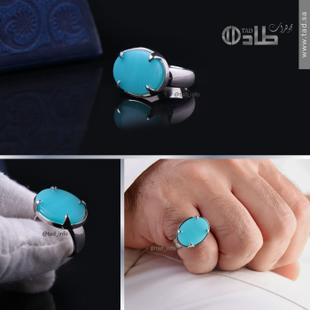 خاتم تفصيل كوارتز سماوي معالج اللون فضة 925 | طاد خاتم تفصيل كوارتز سماوي معالج اللون فضة 925 | طاد