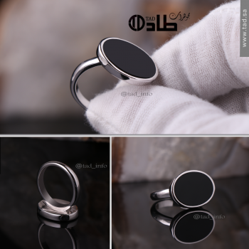 خاتم جاهز حجر أونكس فضة 925 بتصميم مميز | طاد