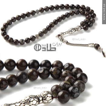 سبحة أوبسيديان طبيعي 45 حبة مع فضة 925 – حجم 8 مم