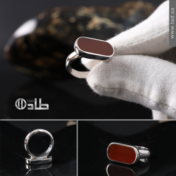 خاتم فضة 925 ملكي بحجر عقيق – تصميم فاخر من طاد