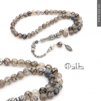 سبحة عقيق مدغشقر فضة 925 دائرية 45 حبة 8 مم