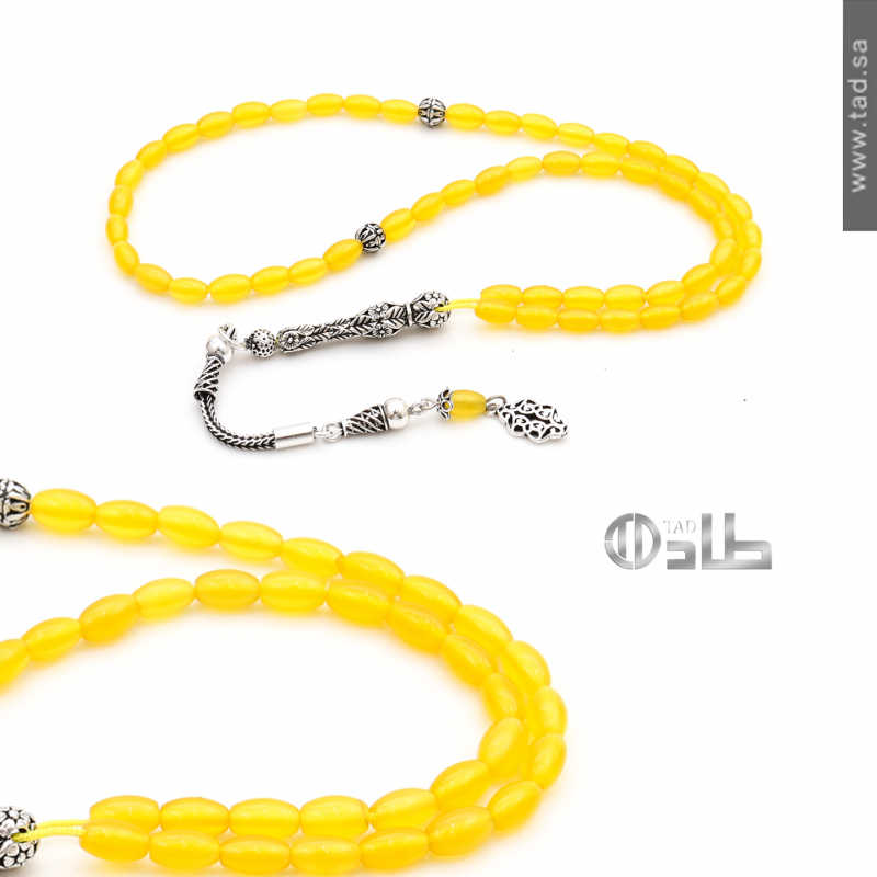 سبحة عقيق طبيعي حجم صغير 53 حبة 4 مم قصة بيضاوية تصميم راقٍ مع فضة 925 | طاد سبحة عقيق طبيعي حجم صغير 53 حبة 4 مم قصة بيضاوية تصميم راقٍ مع فضة 925 | طاد