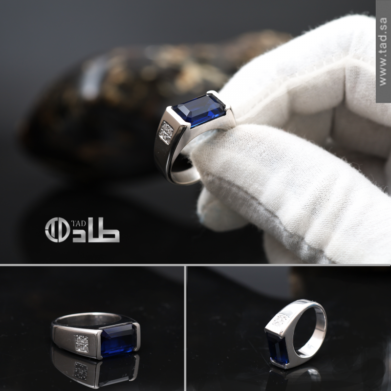 خاتم فاخر سانثتيك أزرق زفيري مرصع بالزركون – فضة عيار 925 خاتم فاخر سانثتيك أزرق زفيري مرصع بالزركون – فضة عيار 925