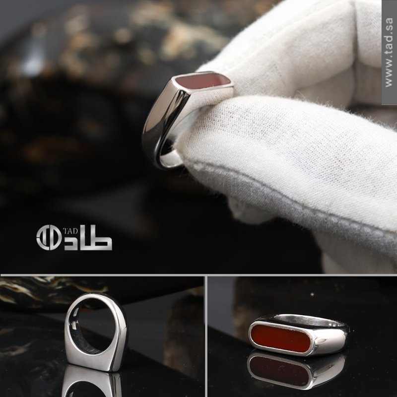 خاتم فضة 925 عقيق ملكي تصميم فاخر رجالي | طاد خاتم فضة 925 عقيق ملكي تصميم فاخر رجالي | طاد