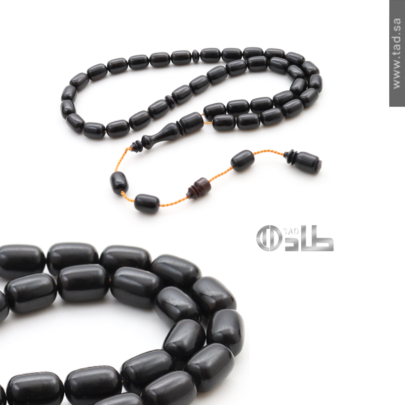 سبحة فاتوران زعفراني مع تمليكة 37 حبة قصة برميلي 11.5×8.5 مم لمسة راقية | طاد