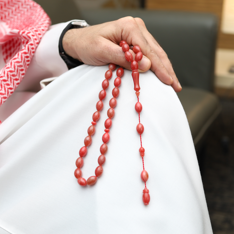 سبحة فاتوران زعفراني مع تمليكة 33 حبة قصة بيضاوية 13×9 مم استخدام أنيق | طاد