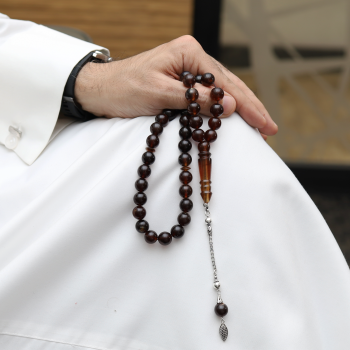 سبحة كهرمان سومطري مع إكسسوارات فضة 925 39 حبة قصة دائرية 11 مم | طاد