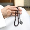 سبحة جاد طبيعي معالج اللون مع فضة طرابزون – 45 حبة حجم 8 ملم