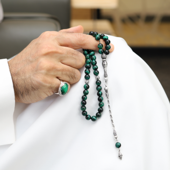 خاتم تفصيل عين النمر الأخضر مع سبحة عين النمر الأخضر عرض خاص فضة 925 | طاد خاتم تفصيل عين النمر الأخضر مع سبحة عين النمر الأخضر عرض خاص فضة 925 | طاد