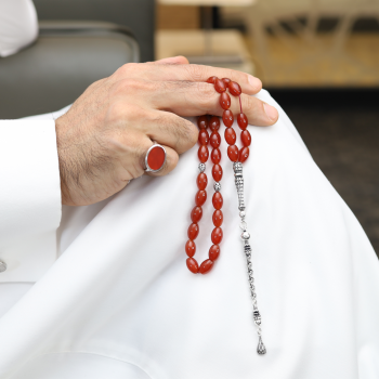 خاتم تفصيل عقيق مع سبحة عقيق عرض خاص فضة 925 | طاد خاتم تفصيل عقيق مع سبحة عقيق عرض خاص فضة 925 | طاد