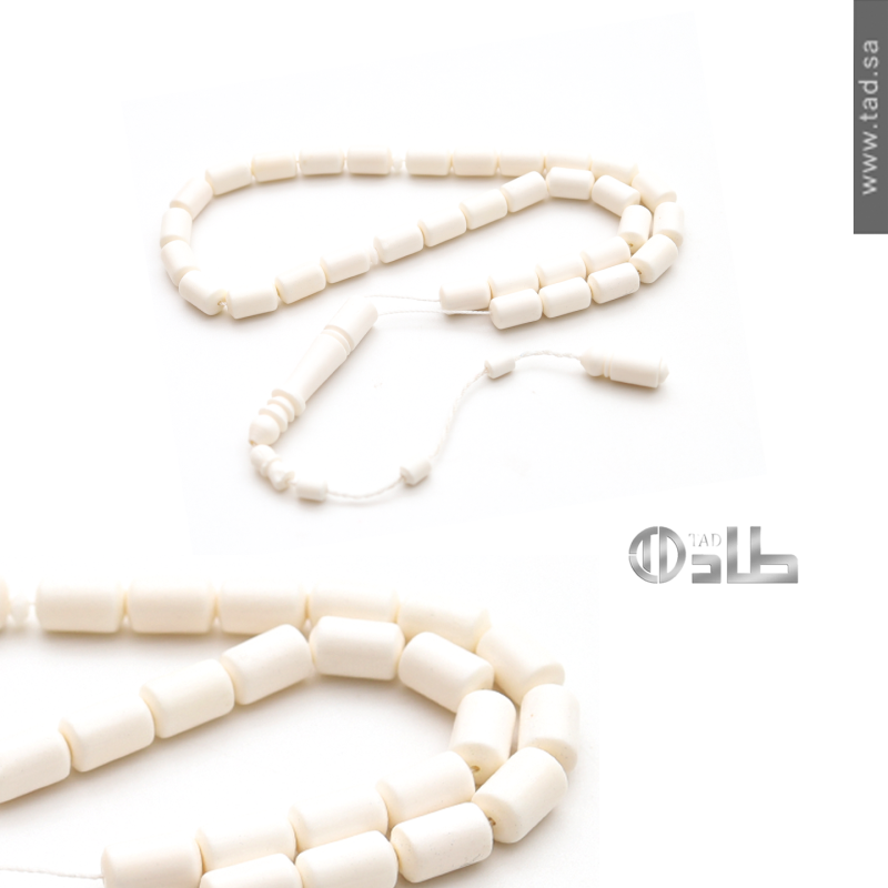 سبحة عظم جمل مع تمليكة 33 حبة قصة برميلي 12x7.5 مم | طاد سبحة عظم جمل مع تمليكة 33 حبة قصة برميلي 12x7.5 مم | طاد