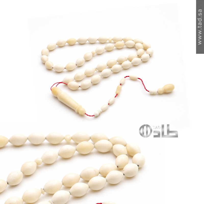 سبحة عظم جمل مع تمليكة 33 حبة قصة بيضاوية 14x9 مم | طاد سبحة عظم جمل مع تمليكة 33 حبة قصة بيضاوية 14x9 مم | طاد