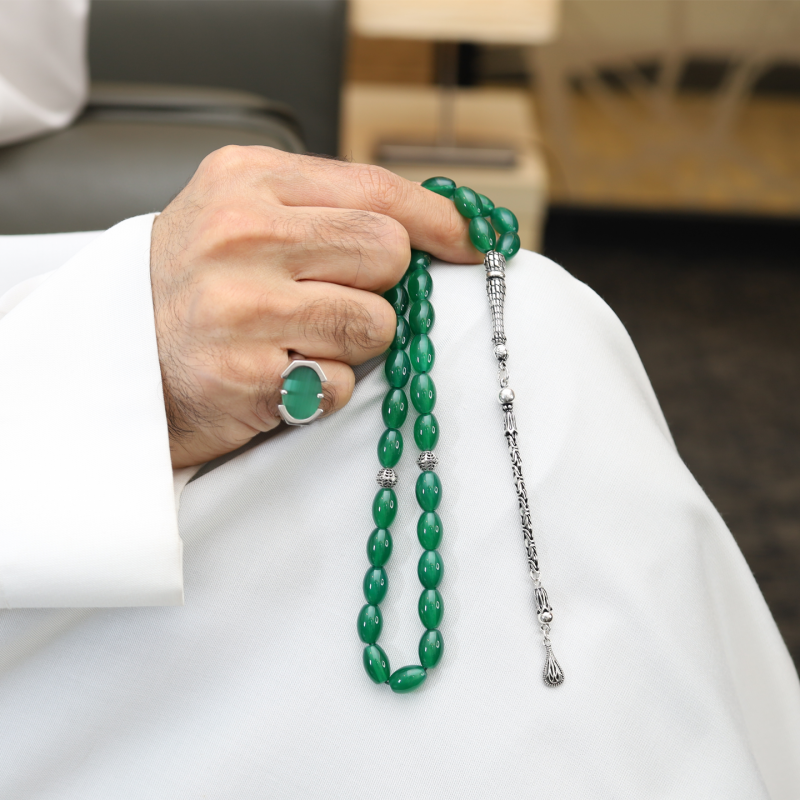 خاتم تفصيل عين الهر مع سبحة عقيق عرض خاص فضة 925 | طاد خاتم تفصيل عين الهر مع سبحة عقيق عرض خاص فضة 925 | طاد