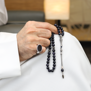 خاتم تفصيل حجر نجوم مع سبحة نجوم عرض خاص فضة 925 | طاد